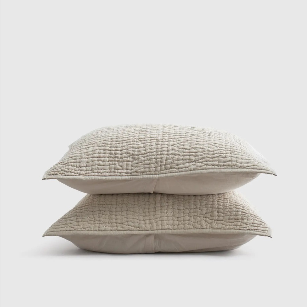 Quince European Linen Cotton Stitch Sham Set King Natural